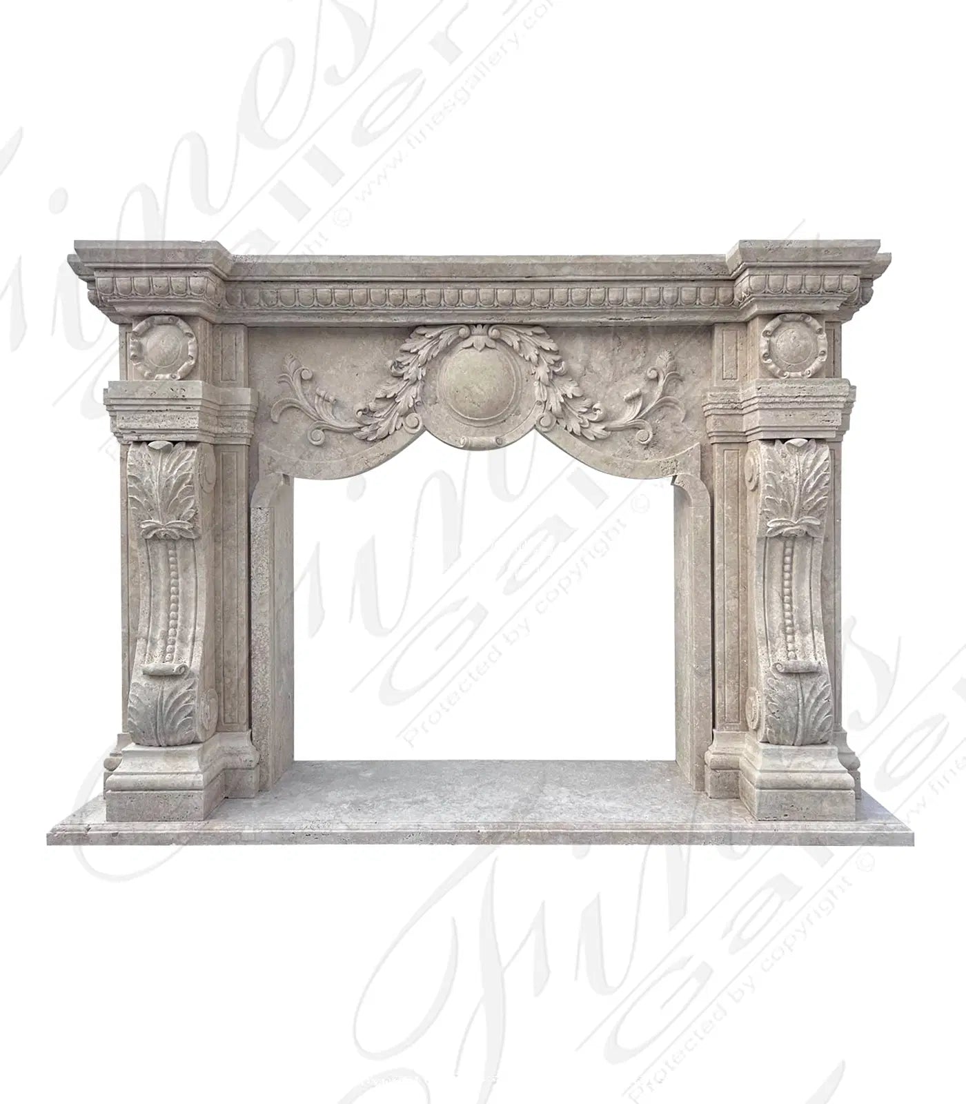 Italian Renaissance Mantel in Italian Roman Travertine - MFP-2710