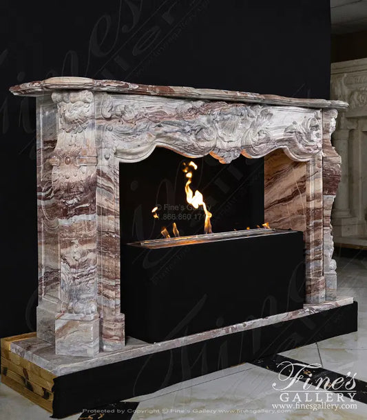 French Style Mantel in Arabascato Orobico Rosso Italian Marble - MFP-2600
