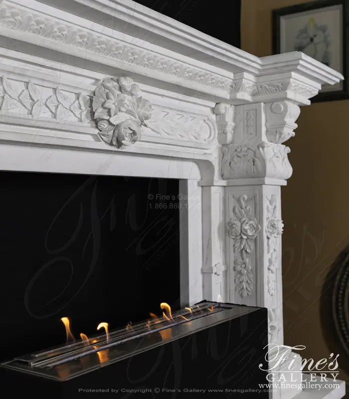 Ornate Italian Renaissance Marble Fireplace - MFP-475