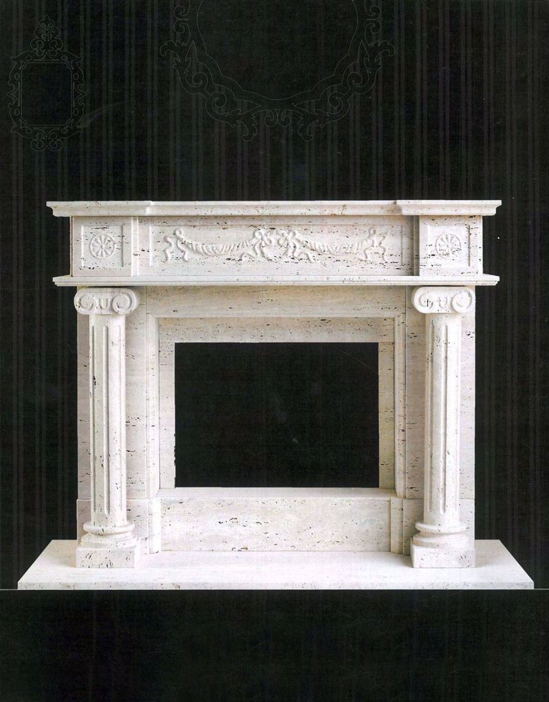 CATANIA: Ornate Imperial Mantel in Italian Roman Travertine