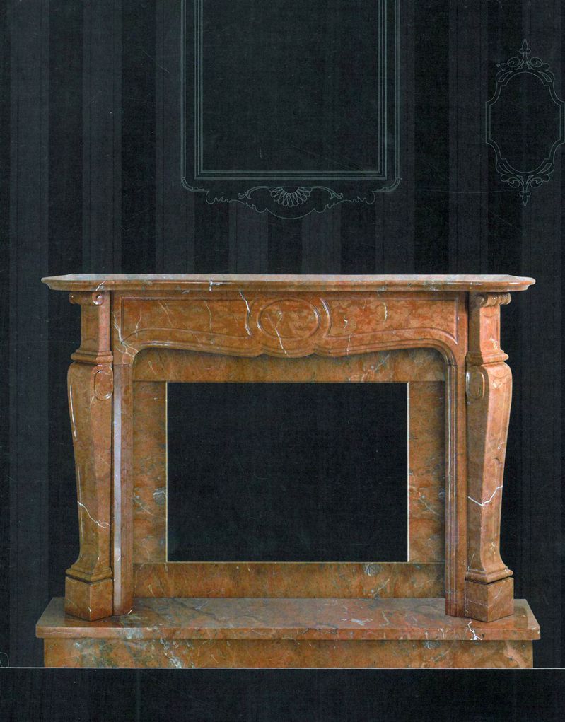 SIRACUSA: Louis XV Style Serpentine Mantel in Hand-Carved Rosso Marble