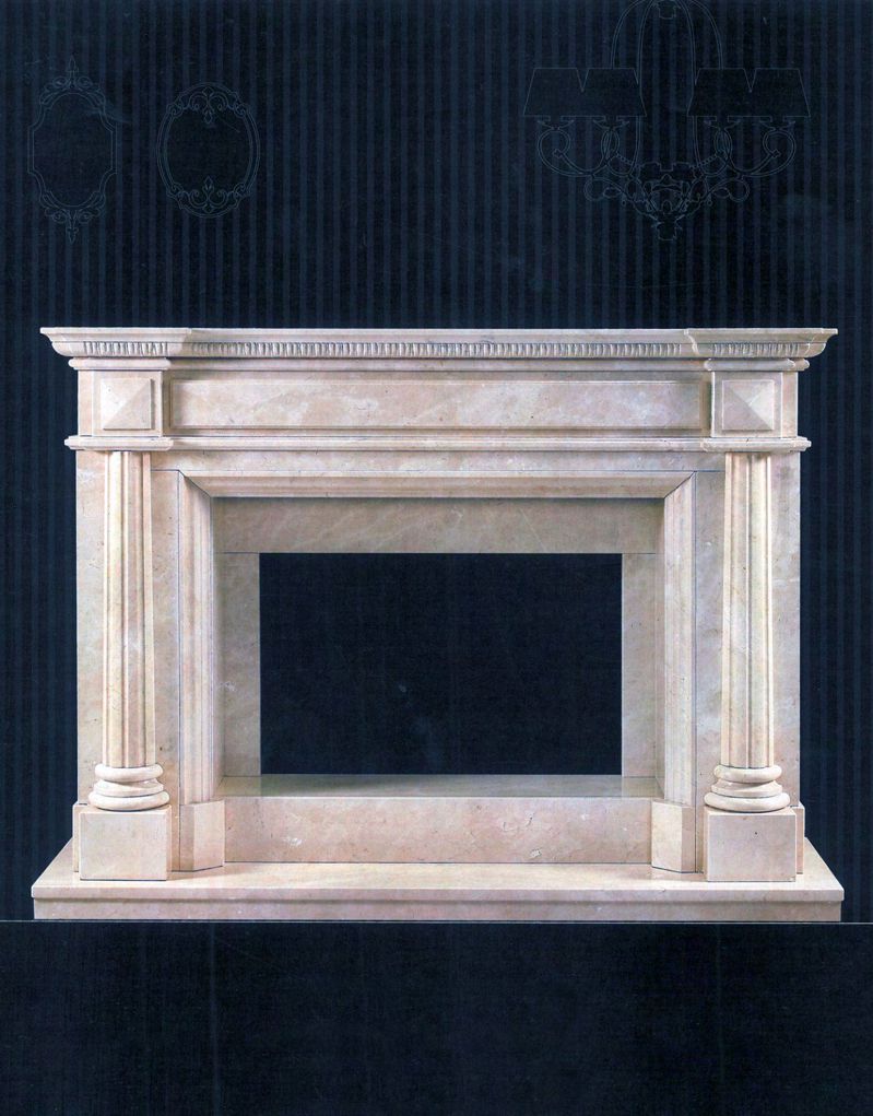 BOLOGNA: Stately Neoclassical Mantel in Roman Travertine