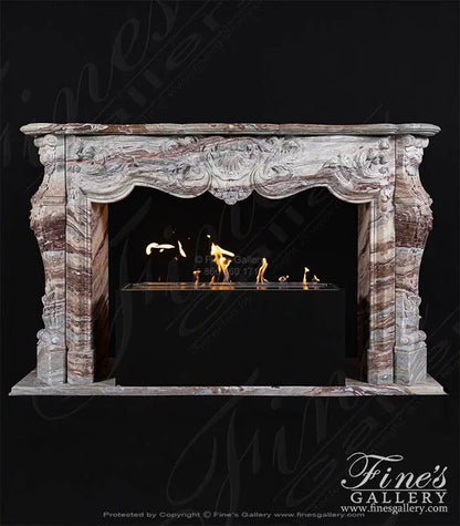 French Style Mantel in Arabascato Orobico Rosso Italian Marble - MFP-2600