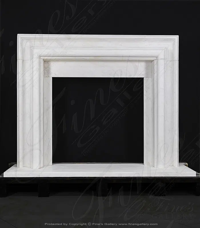 Bolection Style Fireplace Mantel in Statuary White Marble - MFP-747