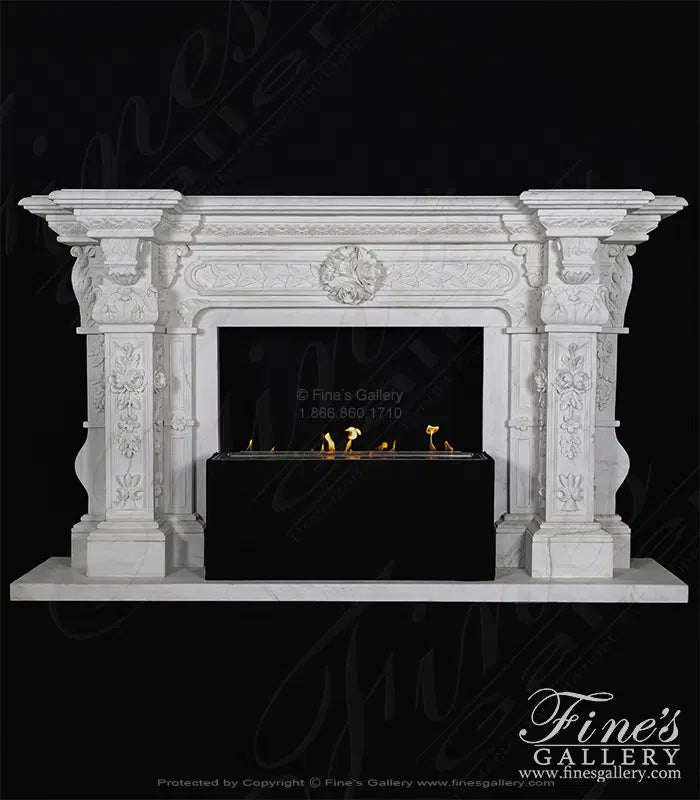 Ornate Italian Renaissance Marble Fireplace - MFP-475
