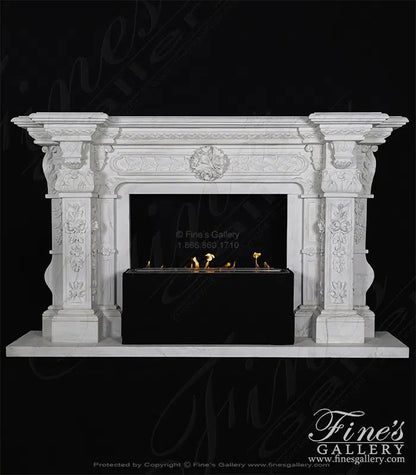 Ornate Italian Renaissance Marble Fireplace - MFP-475
