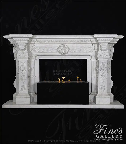 Ornate Italian Renaissance Marble Fireplace - MFP-475
