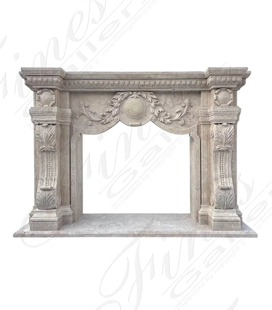 Italian Renaissance Mantel in Italian Roman Travertine - MFP-2710