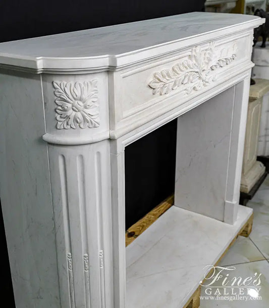 Imported Regency Style Fireplace Mantel in Statuary White Marble - MFP-2495