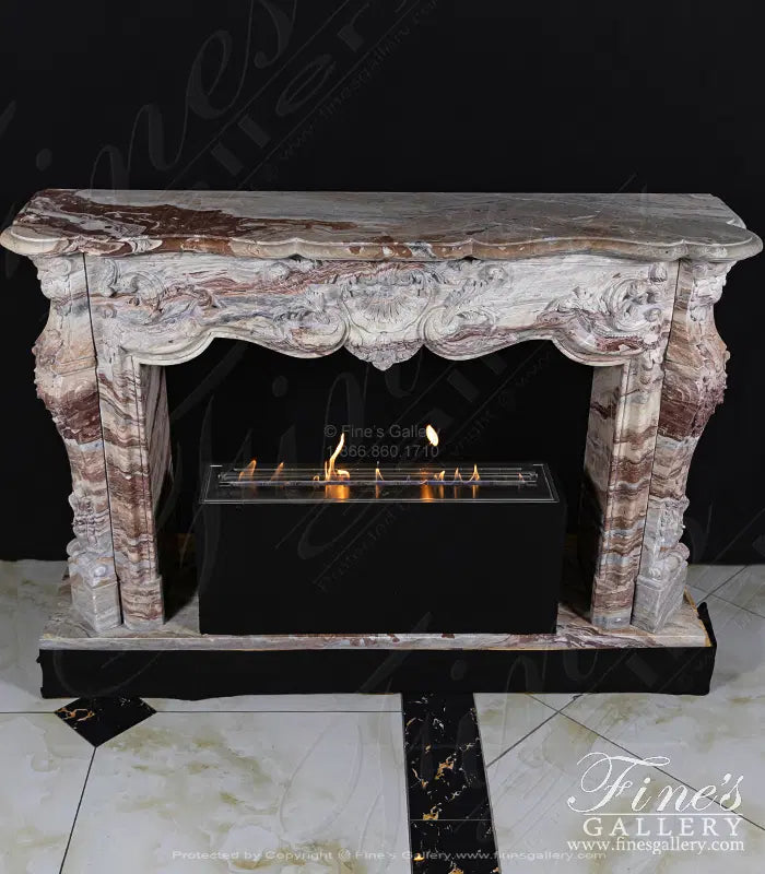 French Style Mantel in Arabascato Orobico Rosso Italian Marble - MFP-2600