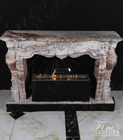 French Style Mantel in Arabascato Orobico Rosso Italian Marble - MFP-2600