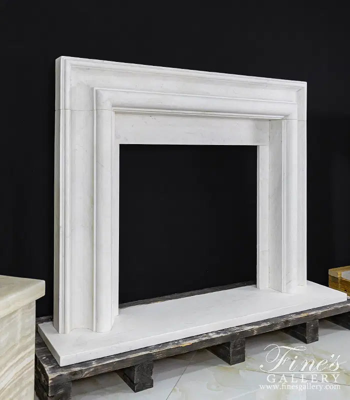 Bolection Style Fireplace Mantel in Statuary White Marble - MFP-747