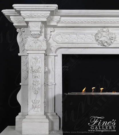 Ornate Italian Renaissance Marble Fireplace - MFP-475