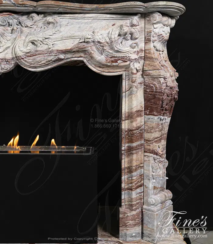 French Style Mantel in Arabascato Orobico Rosso Italian Marble - MFP-2600