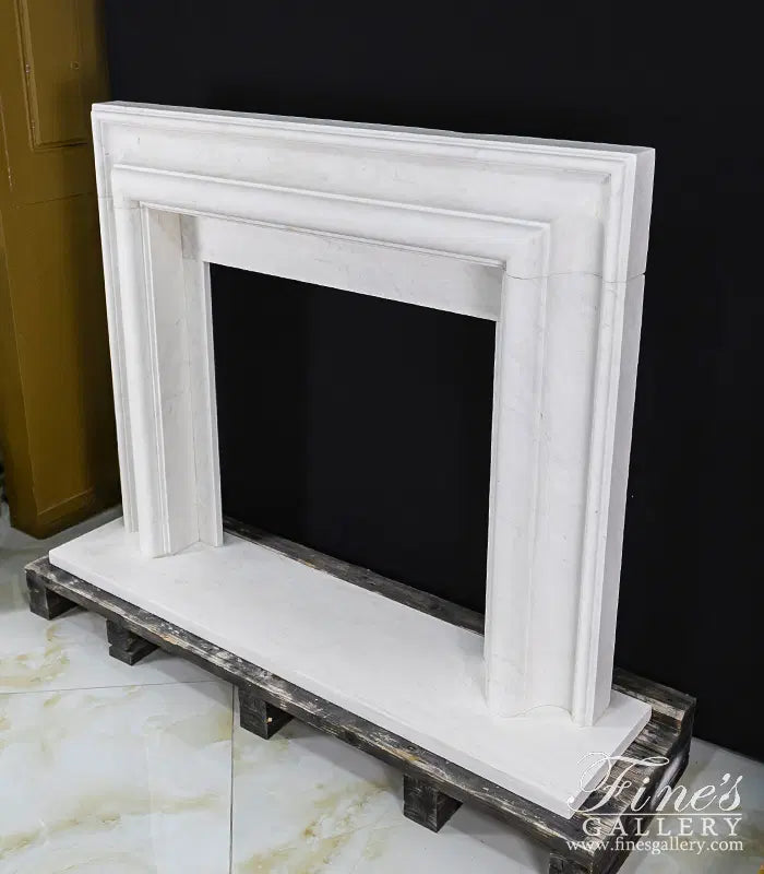 Bolection Style Fireplace Mantel in Statuary White Marble - MFP-747