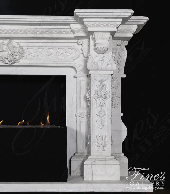 Ornate Italian Renaissance Marble Fireplace - MFP-475