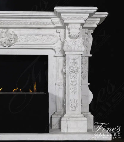 Ornate Italian Renaissance Marble Fireplace - MFP-475