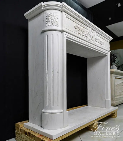 Imported Regency Style Fireplace Mantel in Statuary White Marble - MFP-2495