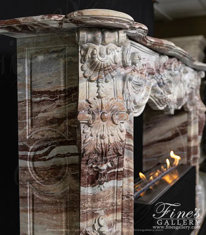 French Style Mantel in Arabascato Orobico Rosso Italian Marble - MFP-2600