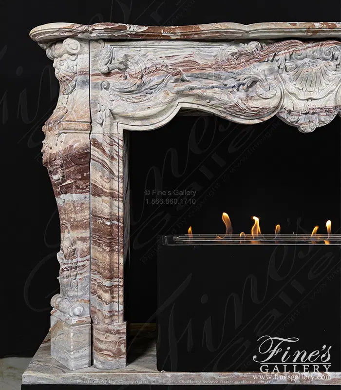 French Style Mantel in Arabascato Orobico Rosso Italian Marble - MFP-2600