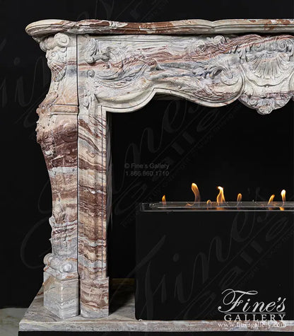 French Style Mantel in Arabascato Orobico Rosso Italian Marble - MFP-2600