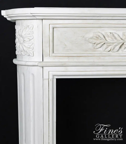 Imported Regency Style Fireplace Mantel in Statuary White Marble - MFP-2495