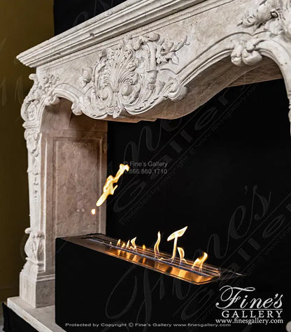 Carved Mantel in Italian Roman Travertine - MFP-2583
