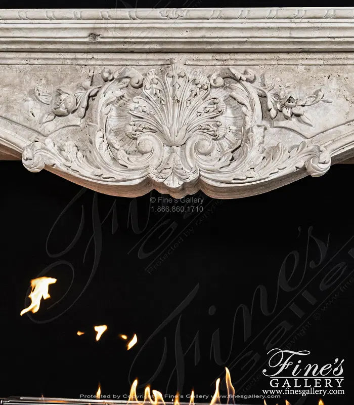 Carved Mantel in Italian Roman Travertine - MFP-2583