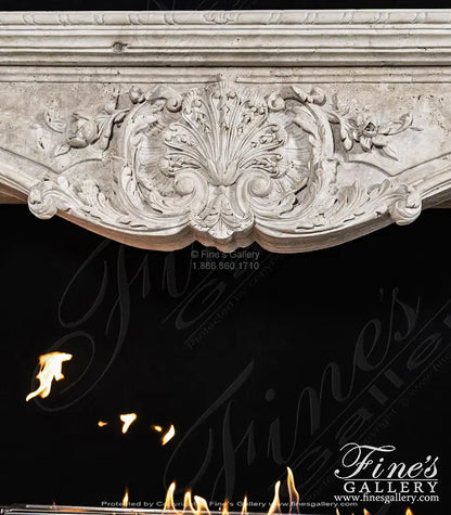 Carved Mantel in Italian Roman Travertine - MFP-2583
