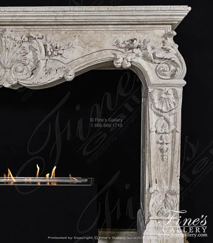 Carved Mantel in Italian Roman Travertine - MFP-2583