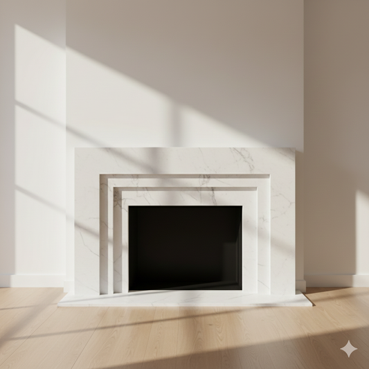 Contemporary Mantel in Statuary Marble