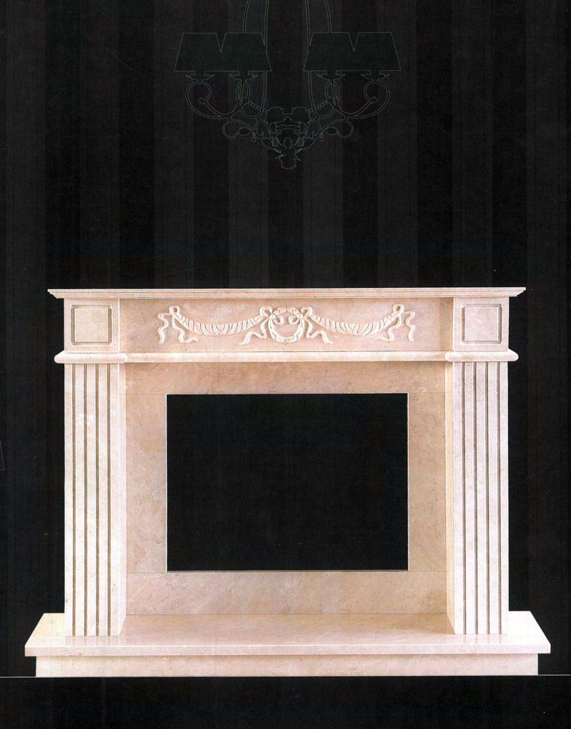 VICENZA: Imperial Foliate Mantel in Italian Roman Travertine
