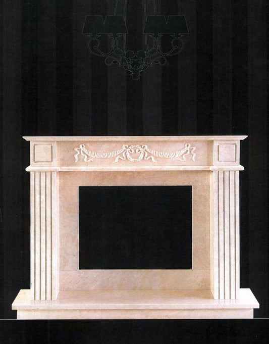 VICENZA: Imperial Foliate Mantel in Italian Roman Travertine
