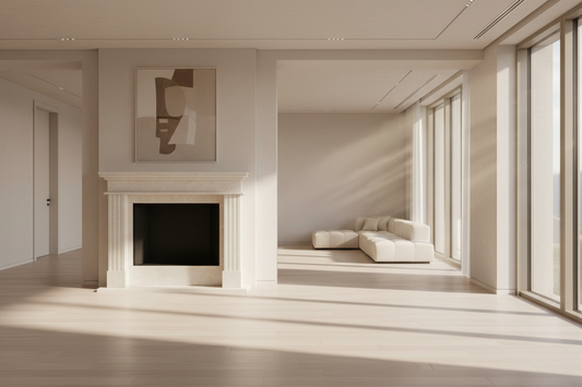 AVELLINO: Italian Renaissance Mantel in Italian Roman Travertine