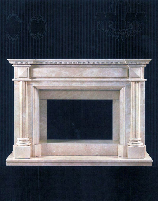 BOLOGNA: Stately Neoclassical Mantel in Roman Travertine